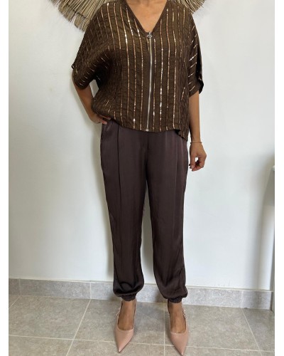 Pantalon bombacho satinado