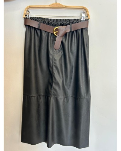 Falda polipiel con cinturon
