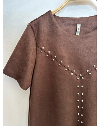 Vestido antelina tachuelas