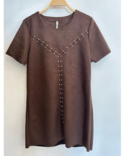 Vestido antelina tachuelas