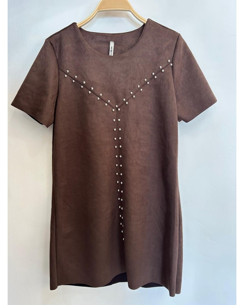 Vestido antelina tachuelas