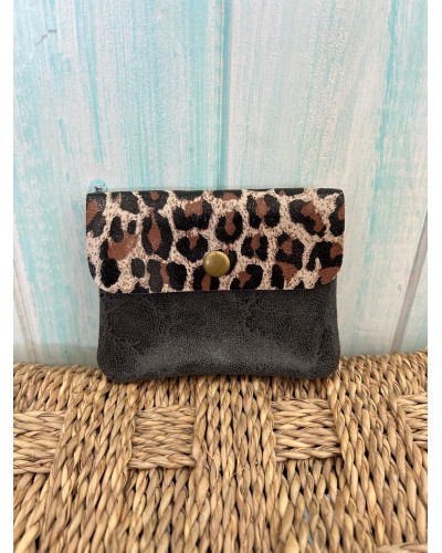 Monedero piel detalle leopardo