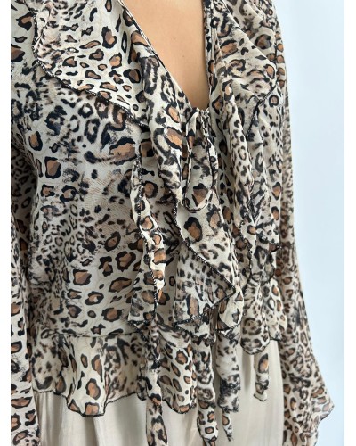 Blusa volantes animal print