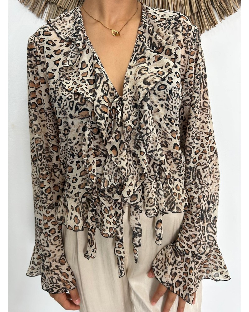 Blusa volantes animal print