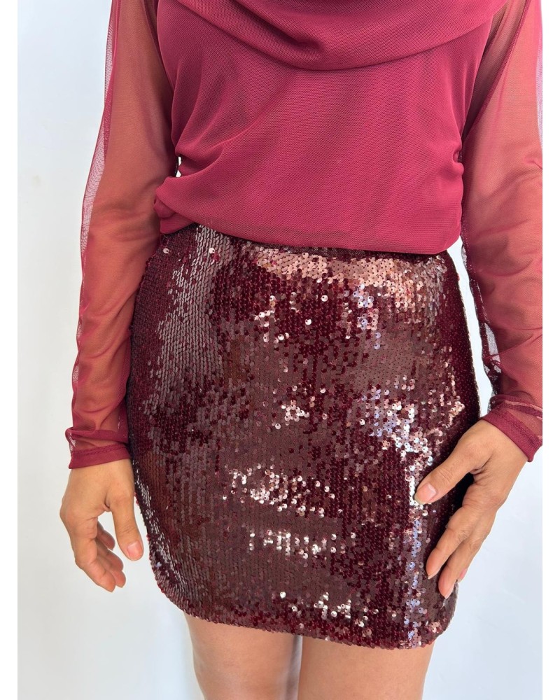 Falda lentejuelas granate
