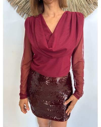 Falda lentejuelas granate