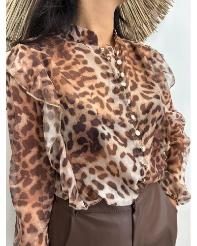 Camisa abotonada animal print