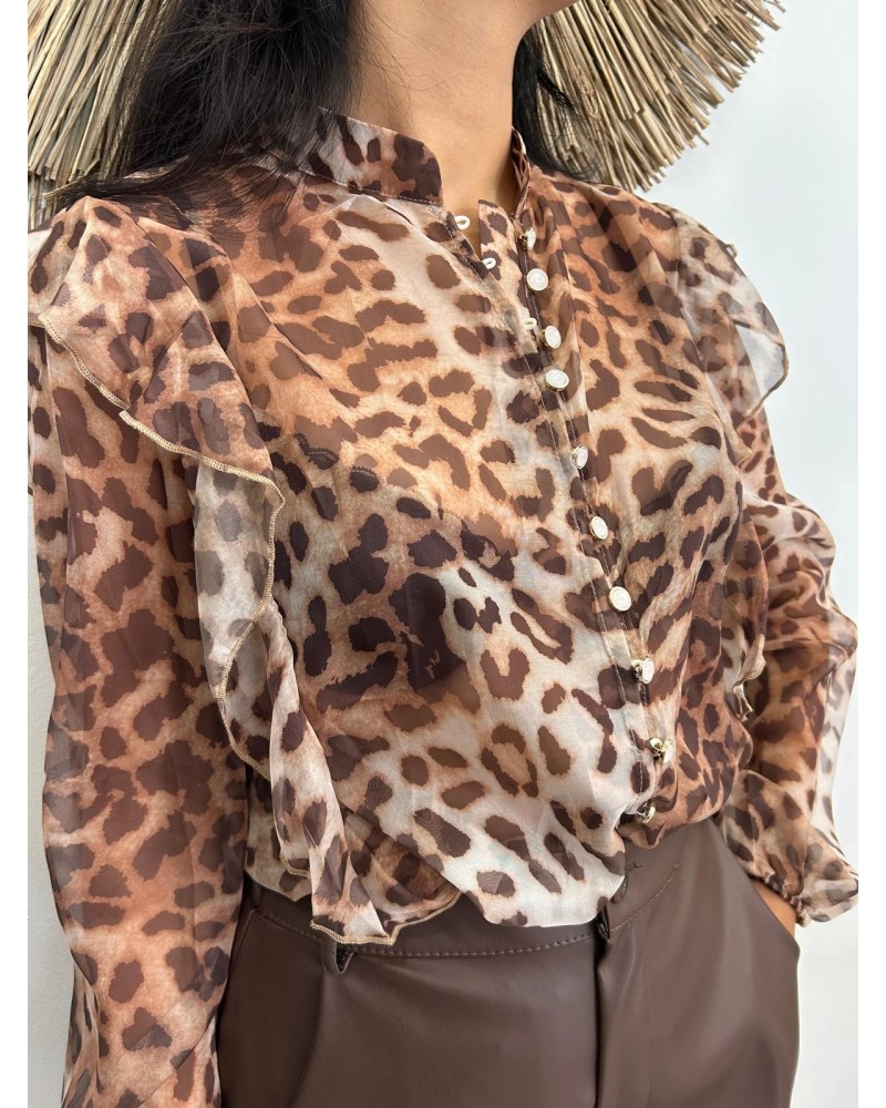 Camisa abotonada animal print