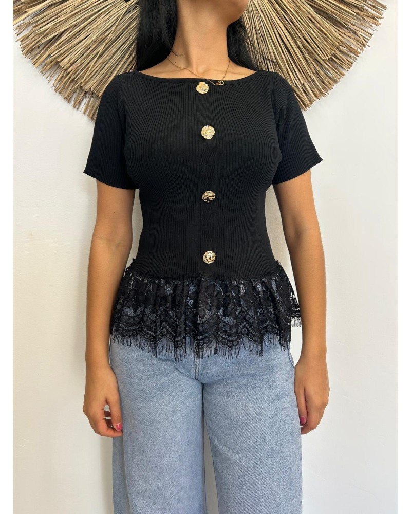 Camiseta punto encaje